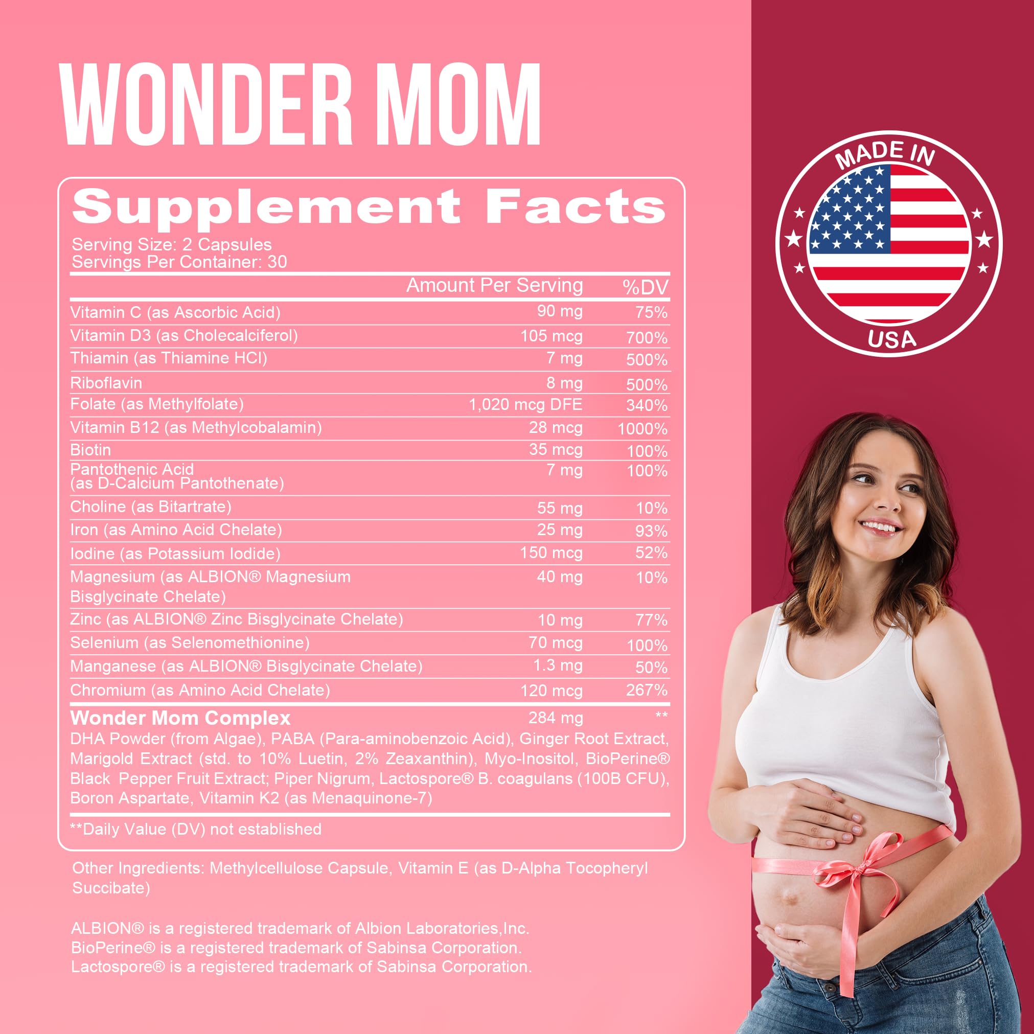 YOU'RE NATURAL Prenatal and Postnatal Vitamins for Women with Folate, DHA, Probiotics